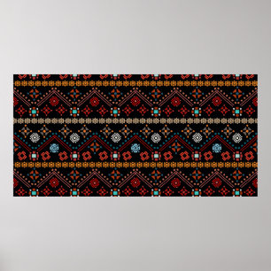 Póster Colorido patrón étnico tribal sin fisuras