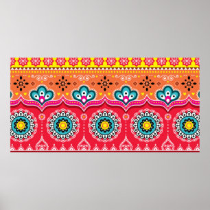 Póster Colorido patrón étnico tribal sin fisuras