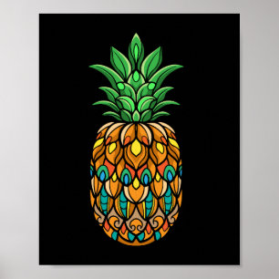 Póster colorido-piña-fruta-mandala-aislado