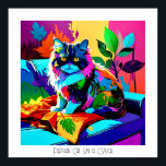 Póster Colorido Pop Art Gato persa en sofá Editable<br><div class="desc">Esta imagen de un gato persa en un sofá fue creada con estilo de arte pop. El título que elegí es "gato persa en un sofá",  pero puedes cambiarlo. La imagen es de alta resolución 7168 x 7168 ppi y se puede descargar.</div>
