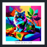 Póster Colorido Pop Art Gato persa en sofá Editable<br><div class="desc">Esta imagen de un gato persa en un sofá fue creada con estilo de arte pop. El título que elegí es "gato persa en un sofá",  pero puedes cambiarlo. La imagen es de alta resolución 7168 x 7168 ppi y se puede descargar.</div>