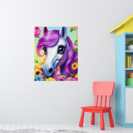 Póster Colorido Poster de pared infantil de caballo