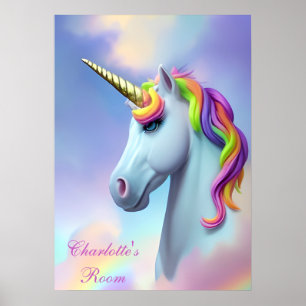 Póster Colorido Poster de Unicornio en habitación infanti