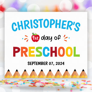 Póster Colorido Primer Día De La Escuela De Poster De Pre