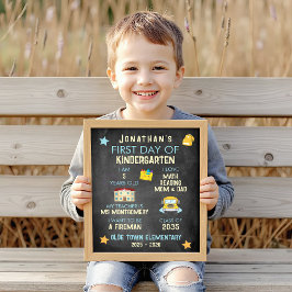 Póster Colorido primer día de Rótulo escolar