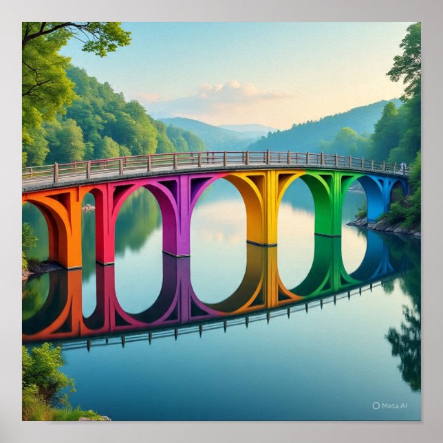 Póster Colorido Puente de Cinco Pistas (Frente)