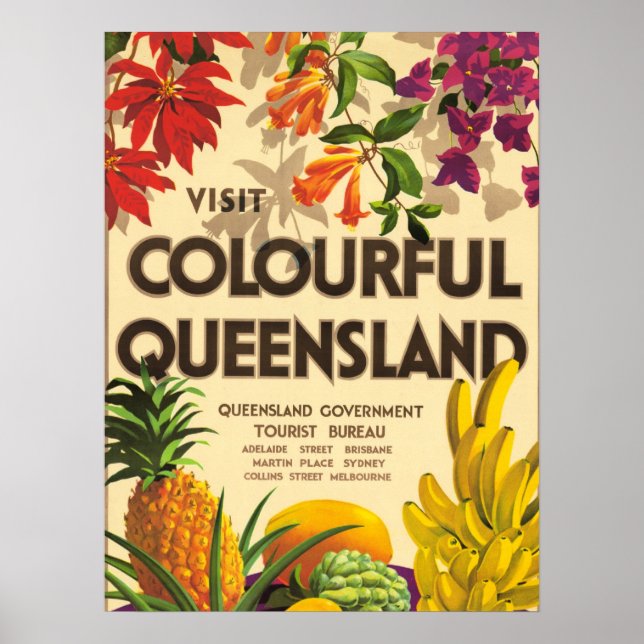 Póster Colorido Queensland, Australia (Frente)