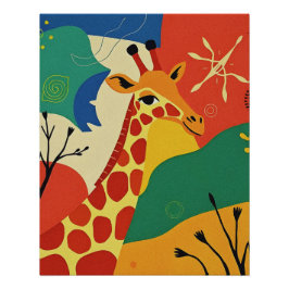 Póster Colorido Resumen de Arte Animal