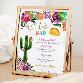 Póster Colorido Rótulo Mexicano Taco Bar