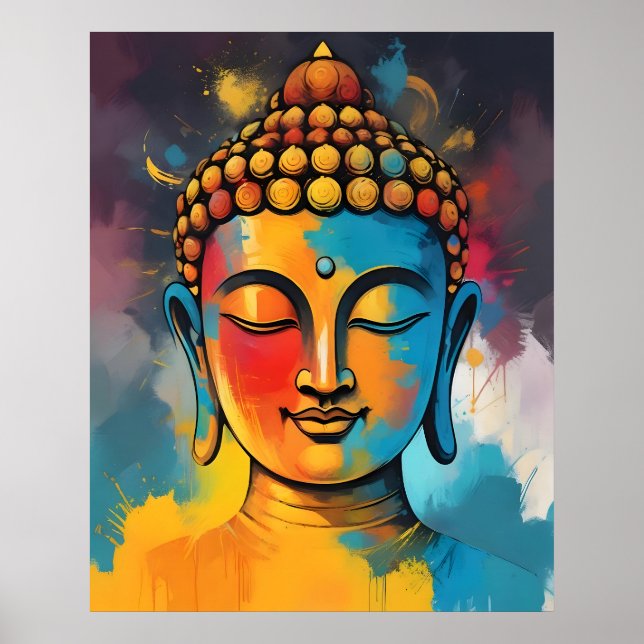 Póster Colorido salón Resumen Pintura Buda (Frente)