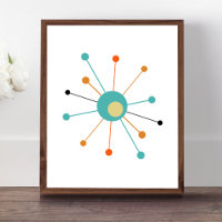 Colorido Starburst Atómico Mid Century Moderno