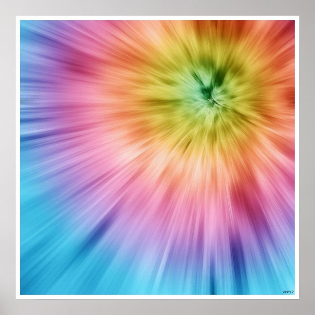 Póster Colorido Starburst Tie Dye (Frente)