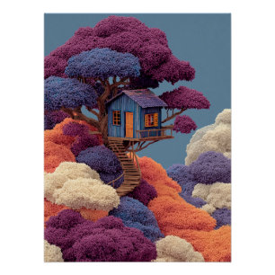 Póster Colorido Treehouse Wall Art