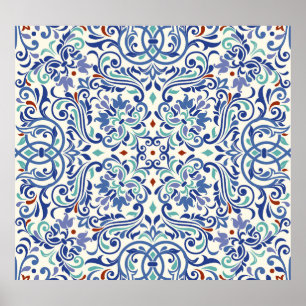 Póster Colorido Turco: Elegancia De Azulejos Sin Fin.