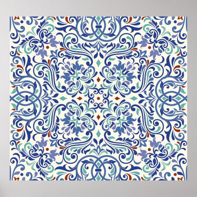 Póster Colorido Turco: Elegancia De Azulejos Sin Fin. (Frente)