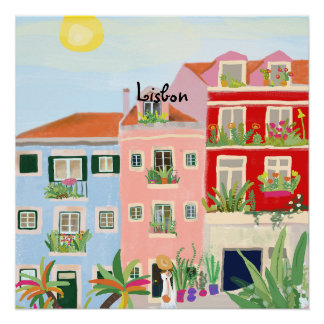 Póster Colorido viaje de Lisboa