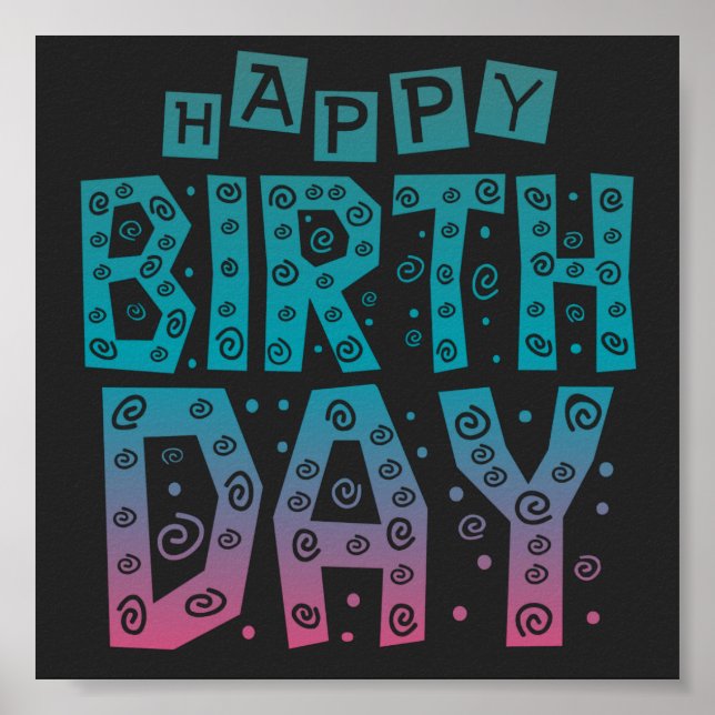 Póster colorido y feliz cumpleaños para todos (Frente)