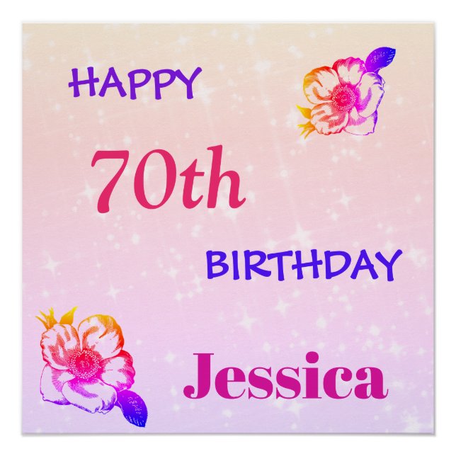 Póster Colorido y personalizado Feliz 70 cumpleaños (Anverso)
