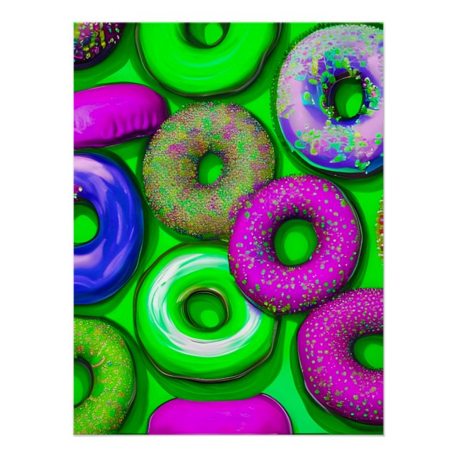 Póster Coloridos Donuts Green (Anverso)