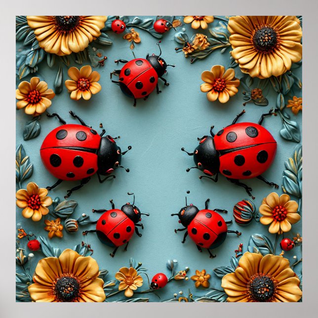 Póster Coloridos ladybugs (Frente)