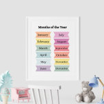 Póster Coloridos meses del año Poster educativo<br><div class="desc">Haga que el aprendizaje de los meses del año sea divertido y se involucre con el "Poster educativo de los meses coloridos del año". Este poster vibrante y llamativo aparece cada mes en letras atrevidas y coloridas, diseñadas para captar la atención e interés de los jóvenes aprendices. Los colores brillantes...</div>