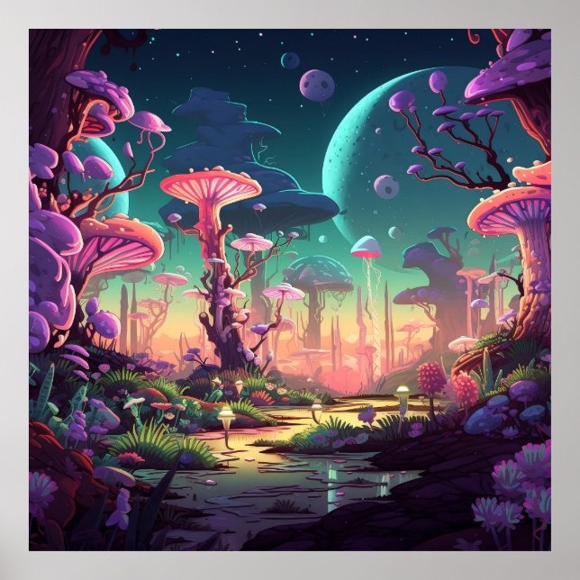 Póster Coloridos paisajes fantásticos (Frente)