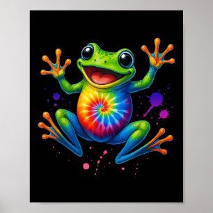 Póster Coloridos Tie Dye Frog Retro Peace Cute Style Rega