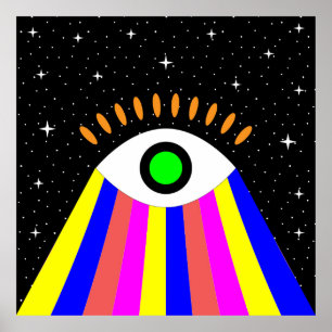 Póster Coloridos todos los ojos de diseño plano con estre