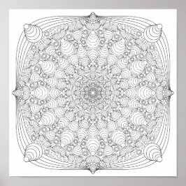 Póster Coloring Poster – Optical Illusion Mandala B