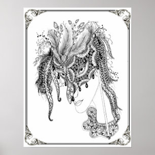 Poster colorista "El arte de la mascarada de la Sr