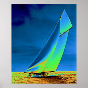 Póster Colorizado de Yacht Columbia 1901