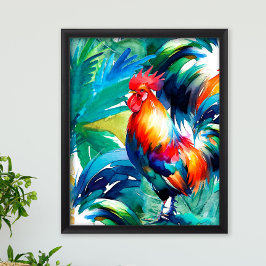 Póster Colorosa acuarela de gallo