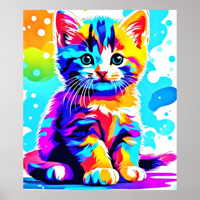Póster Colorous Kitty Splash (Frente)