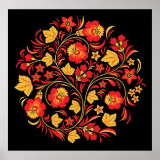 Póster Colosal Print Russuan Folk Art Khokhloma