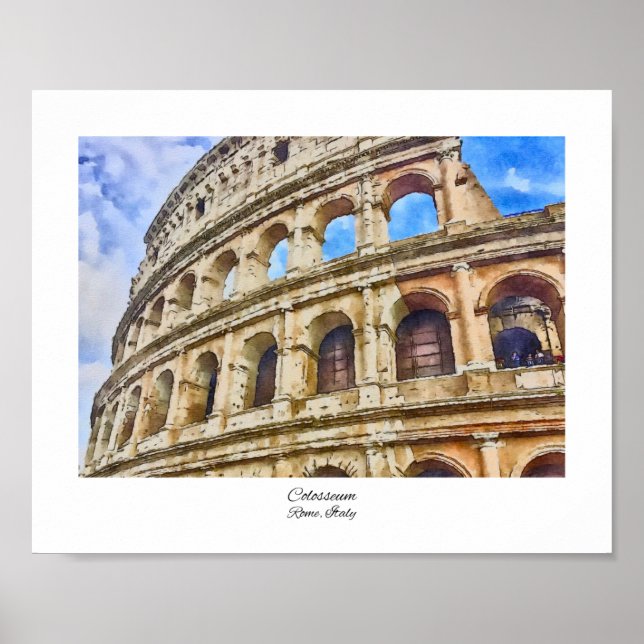 Póster Colosseo Roma, acuarela de Italia (Frente)