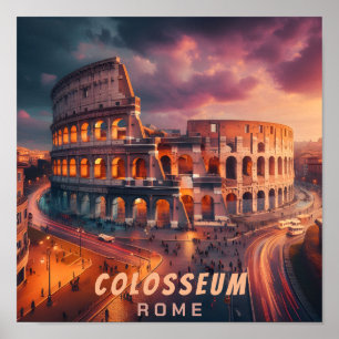 Póster Colosseo Roma Italia Viaje de época