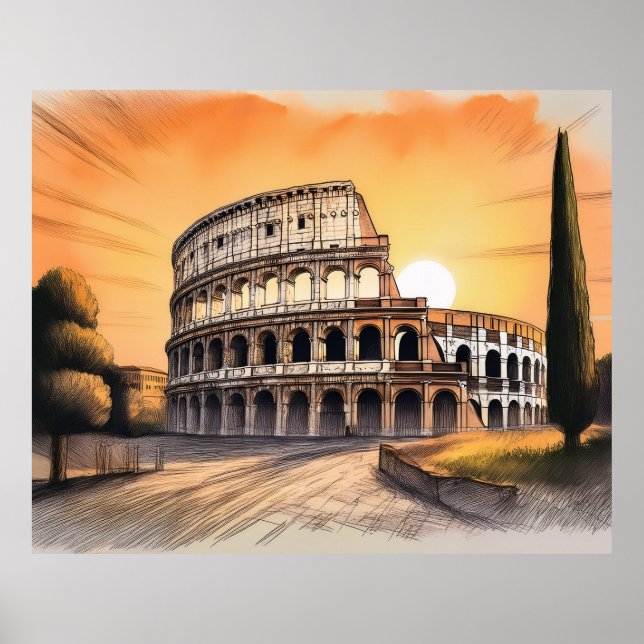 Póster Colosseum in rome italy at sunset  (Frente)