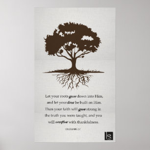 Póster Colossian 2:7 - Enraizado en Él