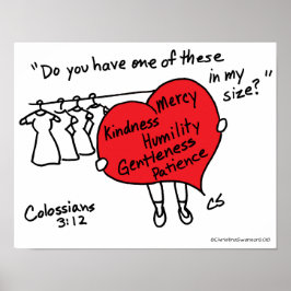 Póster Colossian 3:12 Poster del Corazón Rojo