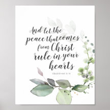 Colossian 3:15 Verse Art con guirnalda botánica