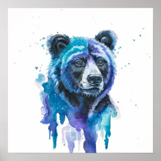 Póster Colourful Bear Watercolour Artwork