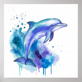 Póster Colourful Dolphin Watercolour Artwork