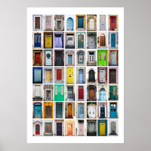Póster Colourful Doors Collage