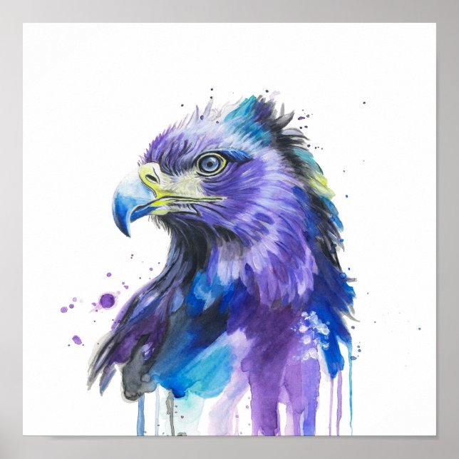 Póster Colourful Eagle Watercolor Art (Frente)