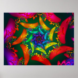 Póster  Colourful Fractal Spiral