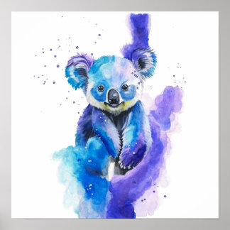 Póster Colourful Koala Bear Watercolour Artwork