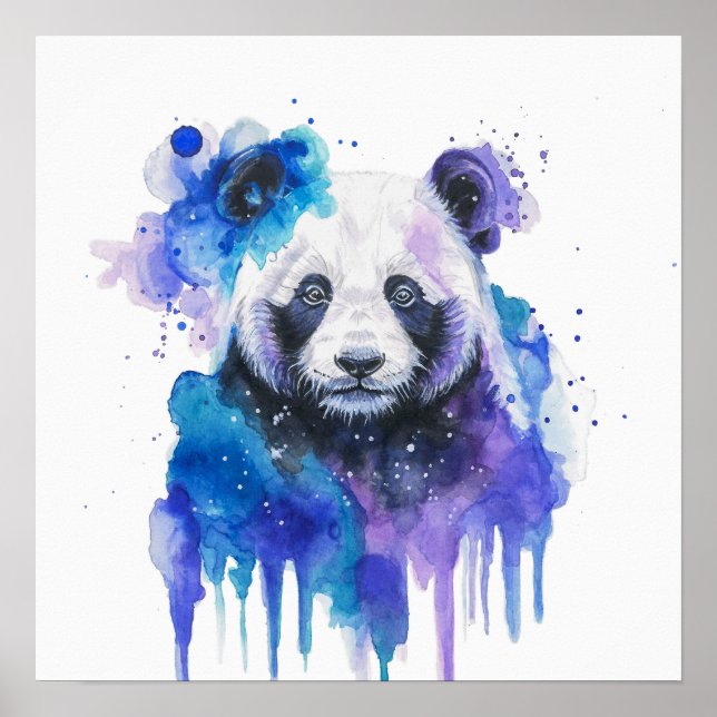 Póster Colourful Panda Watercolor Artwork (Frente)