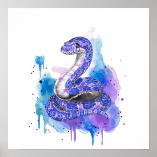 Póster Colourful Snake Watercolor Artwork