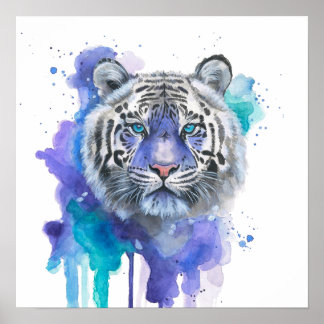Póster Colourful Tiger Watercolor Artwork