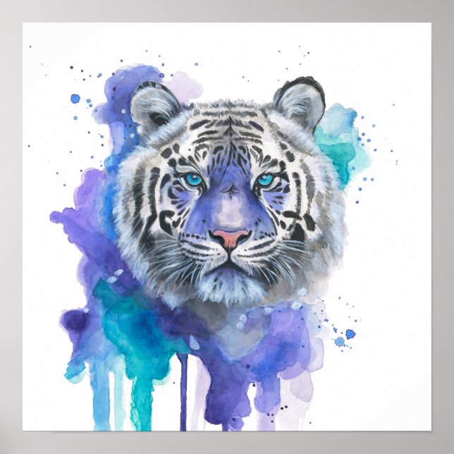 Póster Colourful Tiger Watercolor Artwork (Frente)
